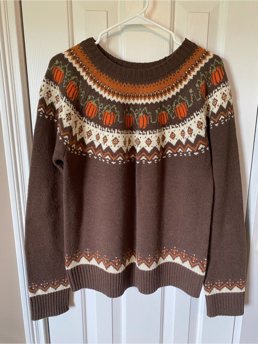 Unisex Kiel James Patrick Multicolor Fair Isle Pumpkin Crewneck Sweater Size L